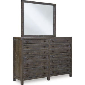 Townsend solid wood chest of drawers with eight drawers and Mirror in red brass (2024)
