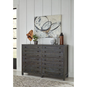 Townsend solid wood chest of drawers with eight drawers and Mirror in red brass (2024)
