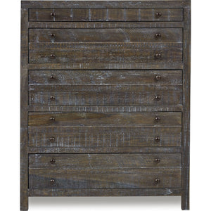 Townsend solid wood chest of drawers with five drawers in red brass (2024)