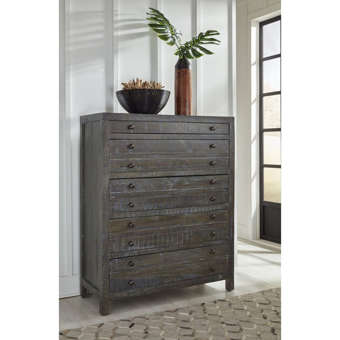 Townsend solid wood chest of drawers with five drawers in red brass (2024)