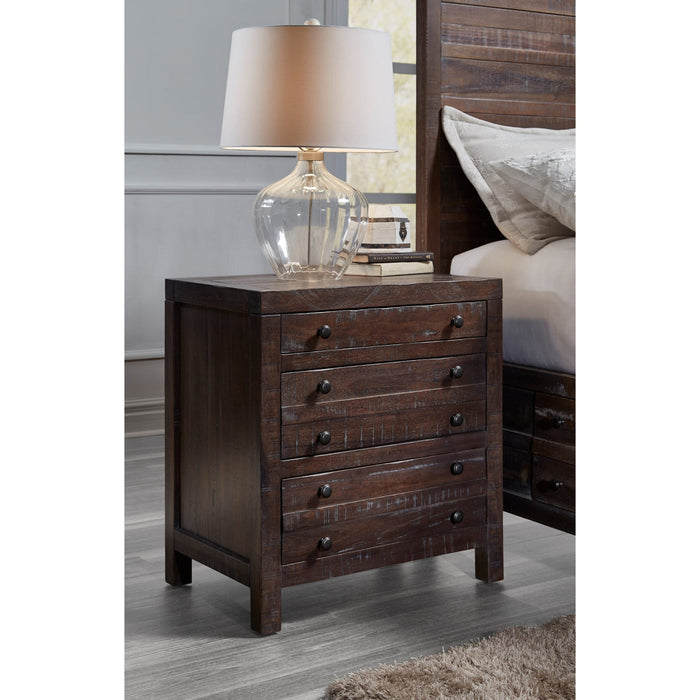 Set of 2 Townsend solid wood bedside table with three drawers in Java