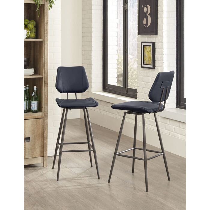 Set of 2 Vinson Modern Swivel Bar Stool in Cobalt
