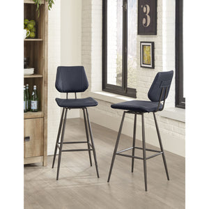 Set of 2 Vinson Modern Swivel Bar Stool in Cobalt