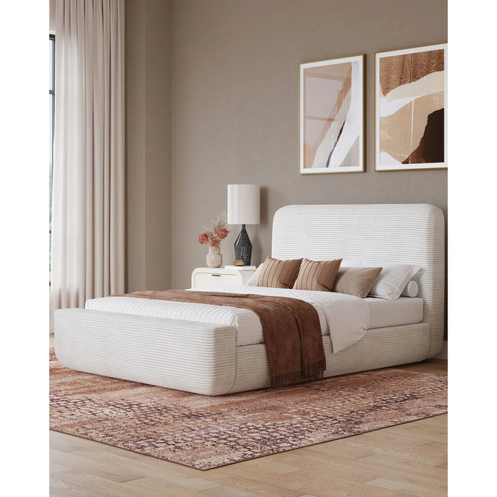 The Cloudline Collection Frosty Corduroy Upholstered Platform Bed Frame