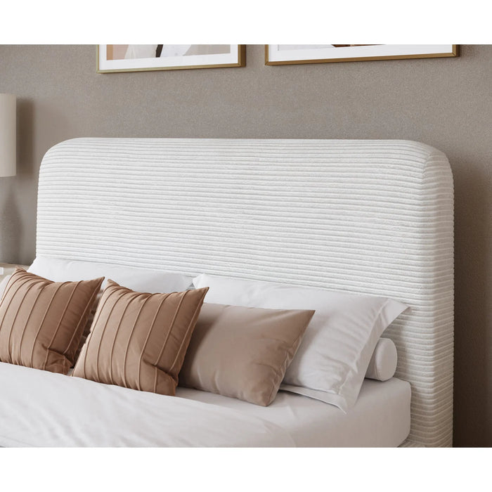 The Cloudline Collection Frosty Corduroy Upholstered Platform Bed Frame