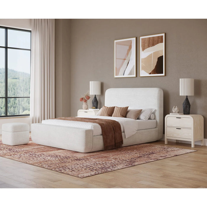 The Cloudline Collection Frosty Corduroy Upholstered Platform Bedroom Set