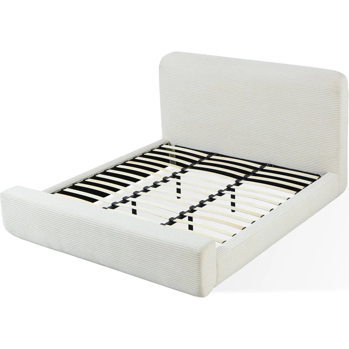 The Cloudline Collection Frosty Corduroy Upholstered Platform Bedroom Set