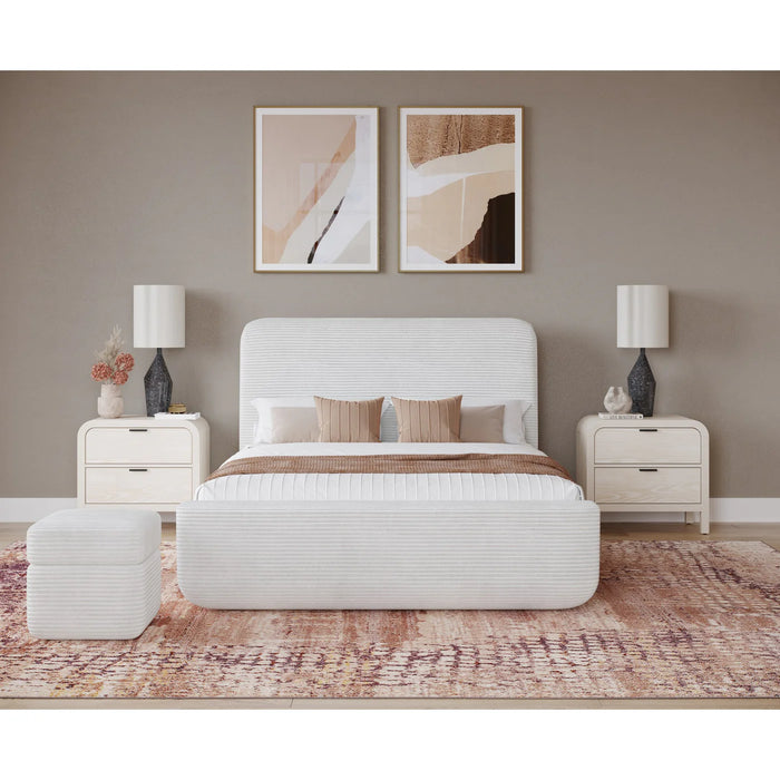 The Cloudline Collection Frosty Corduroy Upholstered Platform Bedroom Set
