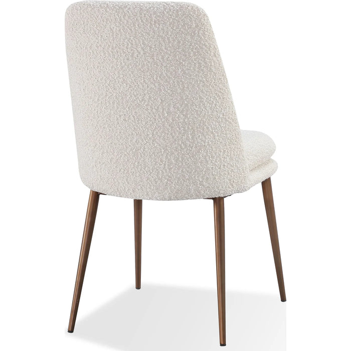 Apsen Upholstered Dining Chair in Ricotta Boucle and Bronze Metal