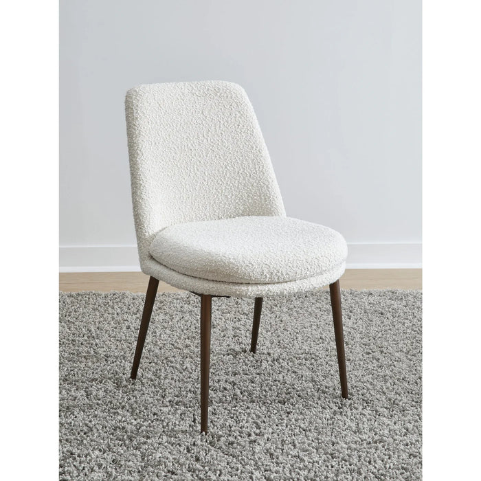 Apsen Upholstered Dining Chair in Ricotta Boucle and Bronze Metal