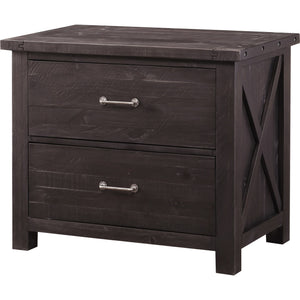 Set of 2 Side filing cabinet made of solid Yosemite wood in the café