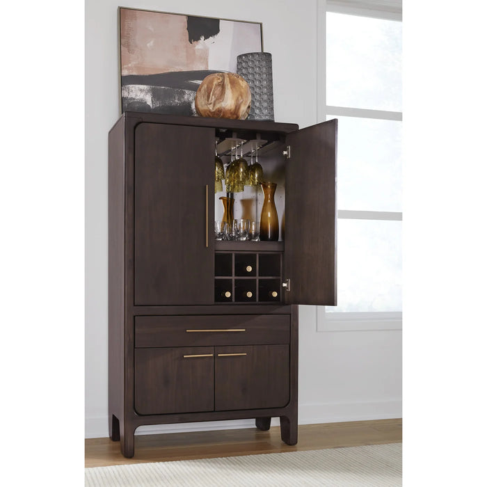 Ravenwood Acacia Wood Bar Cabinet with Wine and Stemware Storage