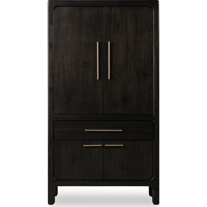 Ravenwood Acacia Wood Bar Cabinet with Wine and Stemware Storage