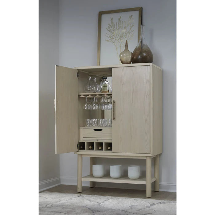 Vincrest Ash Wood Bar Cabinet with 32-Glass Stemware Rack