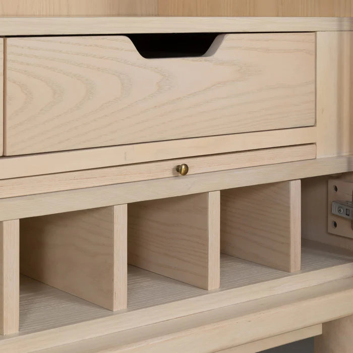 Vincrest Ash Wood Bar Cabinet with 32-Glass Stemware Rack