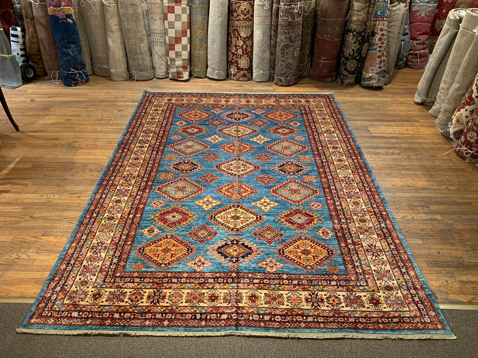 Hand-Knotted Vegetable Dye Kazak Rug from Pakistan, size 8' 9" x 11' 9"