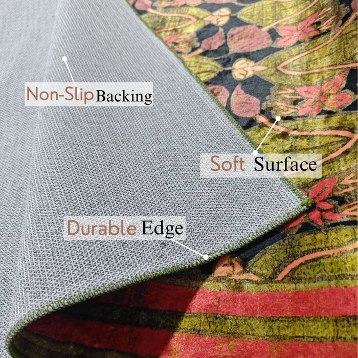 Arts and Crafts Collection Area Rug Ultra Soft Washable Rug, Non Slip Area Rug Indoor, Stain Resistant Rugs for Living Room Bedroom Vintage Home Decor
