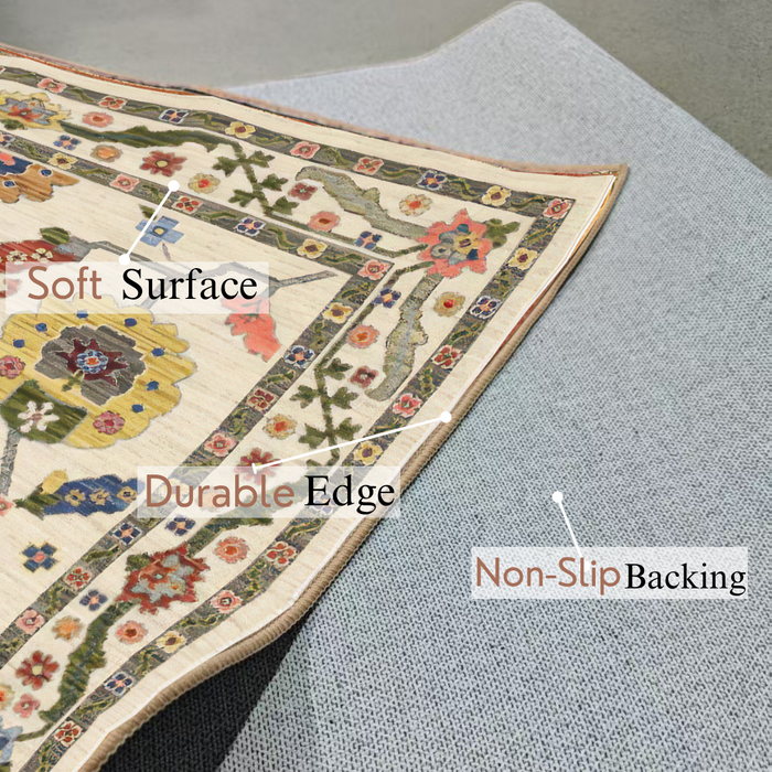 Arts and Crafts Collection Area Rug Ultra Soft Washable Rug, Non Slip Area Rug Indoor, Stain Resistant Rugs for Living Room Bedroom Vintage Home Decor