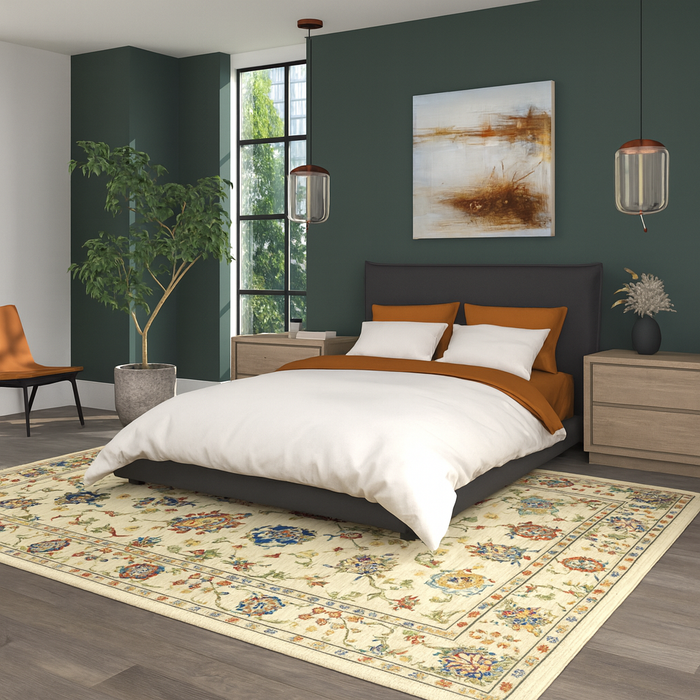 Arts and Crafts Collection Area Rug Ultra Soft Washable Rug, Non Slip Area Rug Indoor, Stain Resistant Rugs for Living Room Bedroom Vintage Home Decor