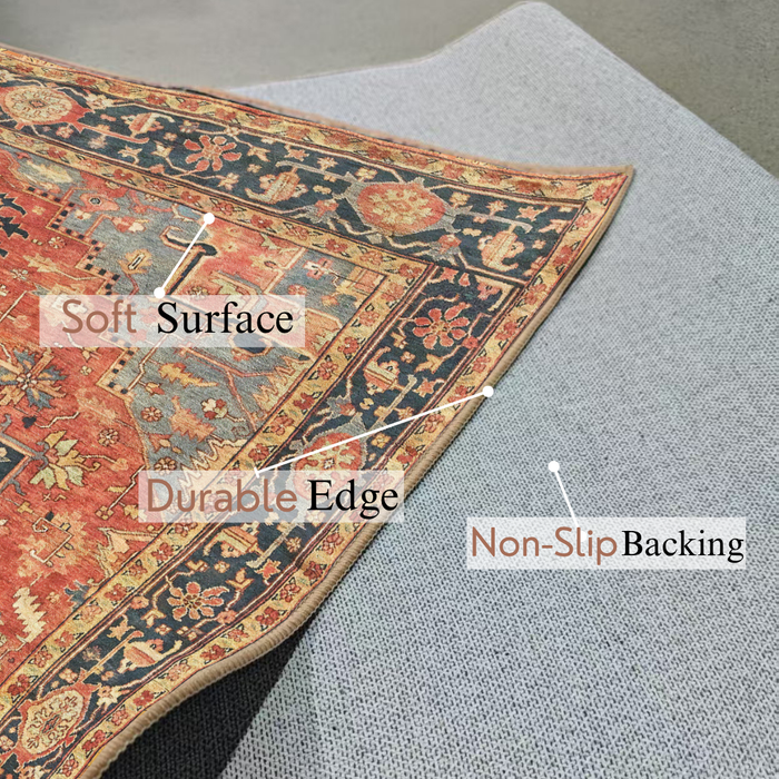 Serapi Collection Area Rug Ultra Soft Washable Rug, Non Slip Area Rug Indoor, Stain Resistant Rugs for Living Room Bedroom Vintage Home Decor