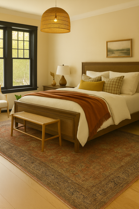 Ushak Collection Area Rug Ultra Soft Washable Rug, Non Slip Area Rug Indoor, Stain Resistant Rugs for Living Room Bedroom Vintage Home Decor