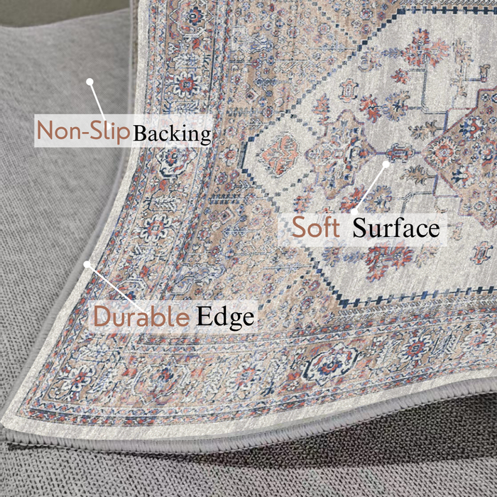 Serapi Collection Area Rug Ultra Soft Washable Rug, Non Slip Area Rug Indoor, Stain Resistant Rugs for Living Room Bedroom Vintage Home Decor