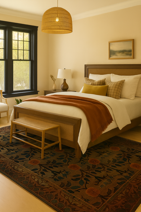 Arts and Crafts Collection Area Rug Ultra Soft Washable Rug, Non Slip Area Rug Indoor, Stain Resistant Rugs for Living Room Bedroom Vintage Home Decor