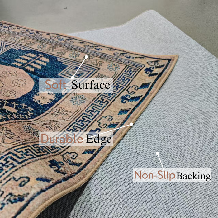 Ushak Collection Area Rug Ultra Soft Washable Rug, Non Slip Area Rug Indoor, Stain Resistant Rugs for Living Room Bedroom Vintage Home Decor