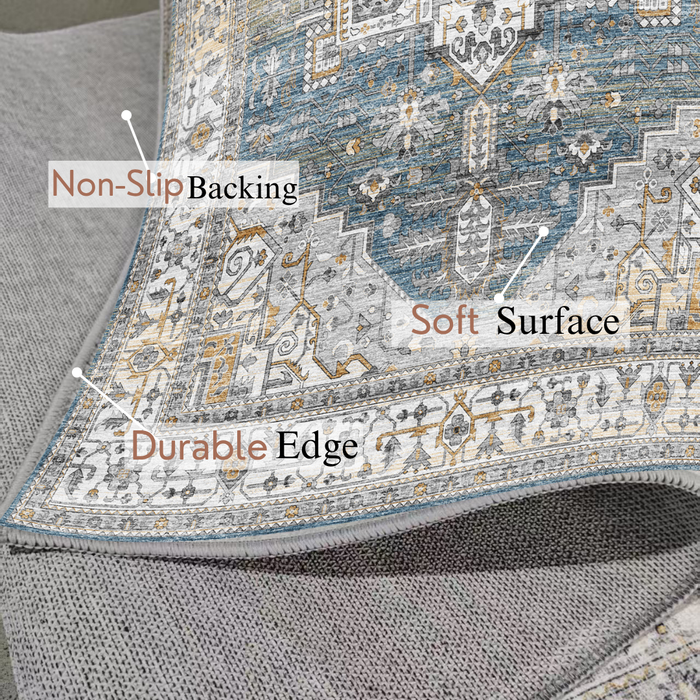 Serapi Collection Area Rug Ultra Soft Washable Rug, Non Slip Area Rug Indoor, Stain Resistant Rugs for Living Room Bedroom Vintage Home Decor