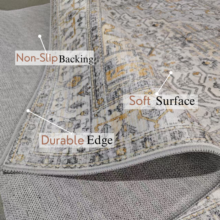 Serapi Collection Area Rug Ultra Soft Washable Rug, Non Slip Area Rug Indoor, Stain Resistant Rugs for Living Room Bedroom Vintage Home Decor