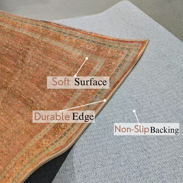 Ushak Collection Area Rug Ultra Soft Washable Rug, Non Slip Area Rug Indoor, Stain Resistant Rugs for Living Room Bedroom Vintage Home Decor