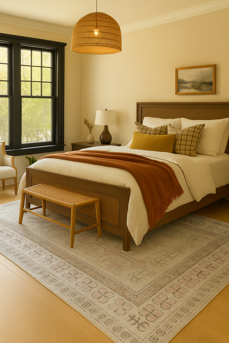 Ushak Collection Area Rug Ultra Soft Washable Rug, Non Slip Area Rug Indoor, Stain Resistant Rugs for Living Room Bedroom Vintage Home Decor