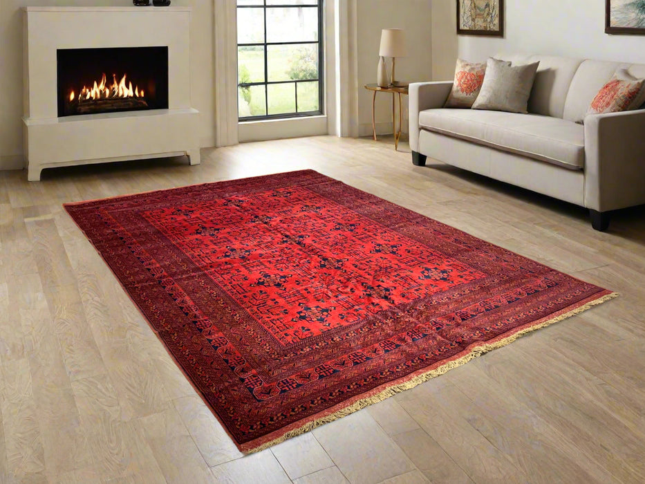Terkaman Tribal Afghan Oriental Rug, size 8' 5" x 11' 6" (C)