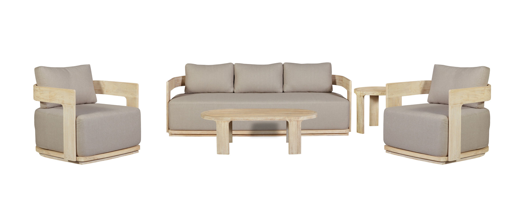 Eclipse Outdoor solid Teak Wood Sofa Set - Gray fabric