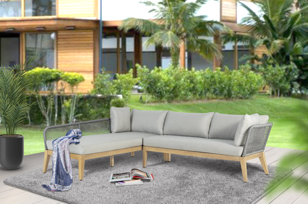 Cypress Teak Wood 2-piece Left Arm Chaise Outdoor Sectional - Gray