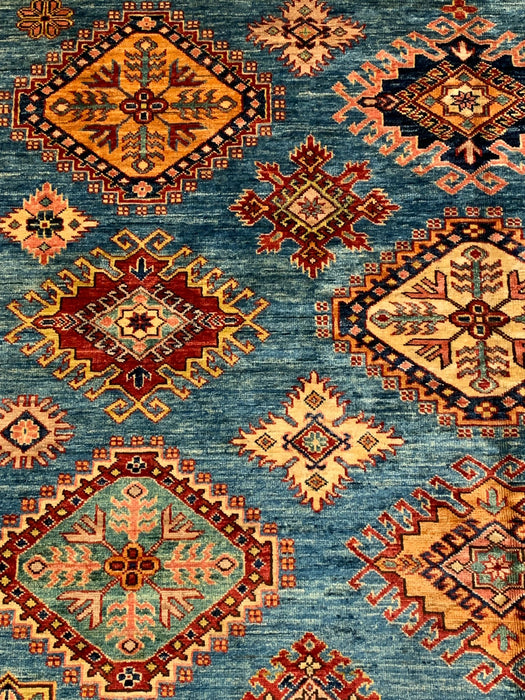 Hand-Knotted Vegetable Dye Kazak Rug from Pakistan, size 8' 9" x 11' 9"