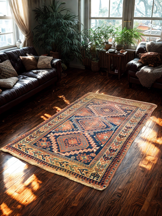 Antique Kazak Rug, circa 1910-1920. 4' x 6' 4" (B)