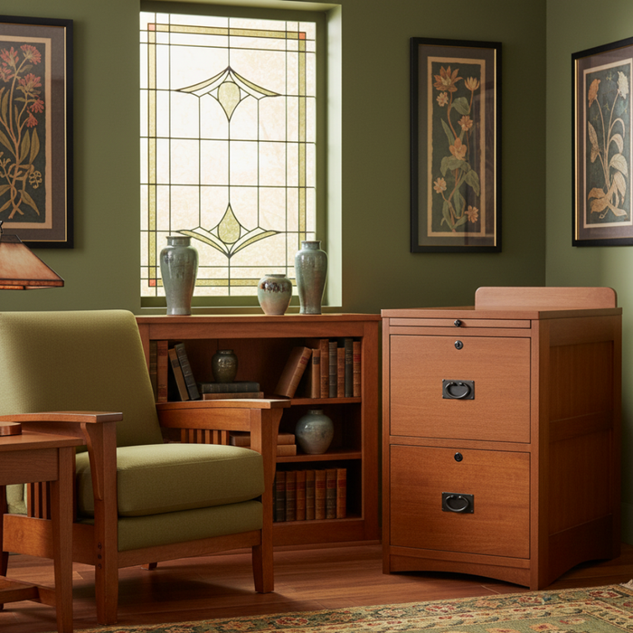 Mission Oak 2-Drawer File Cabinet w/ Writing Tray – MC
