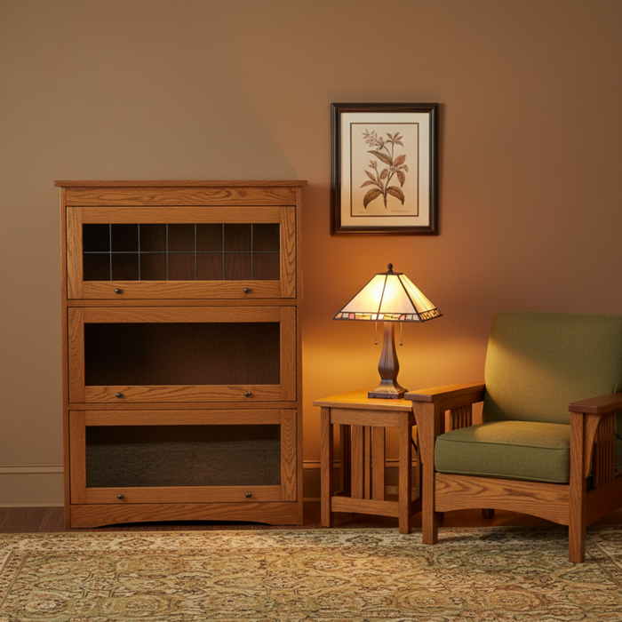 Mission Craftsman Style Oak Barrister Bookcase - 3 Stack
