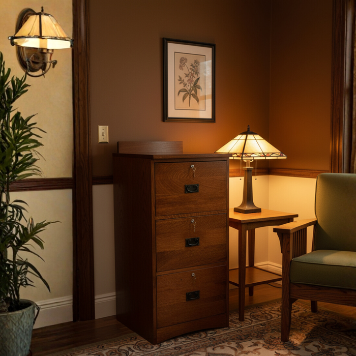 (Preorder on Michael's Cherry) Mission Solid Oak 3 Drawer File Cabinet