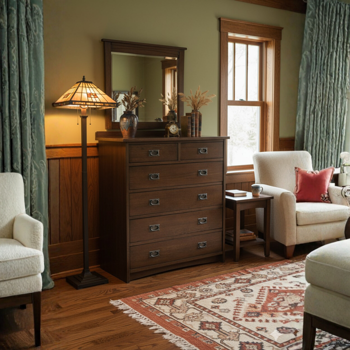 Mission Quarter Sawn Oak 6 Drawer Dresser - Walnut