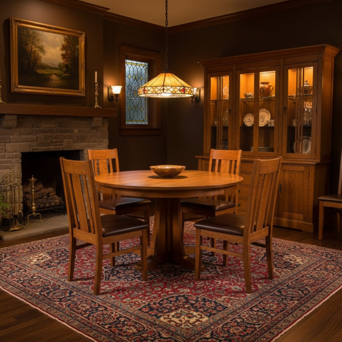 Mission Quarter Sawn Oak Round Dining Table Set - 42"