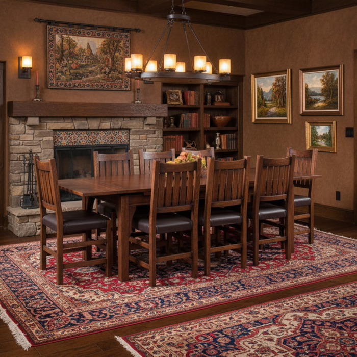 Mission Stow Leaf Table with #240 Chair Dining Set - Dark Oak