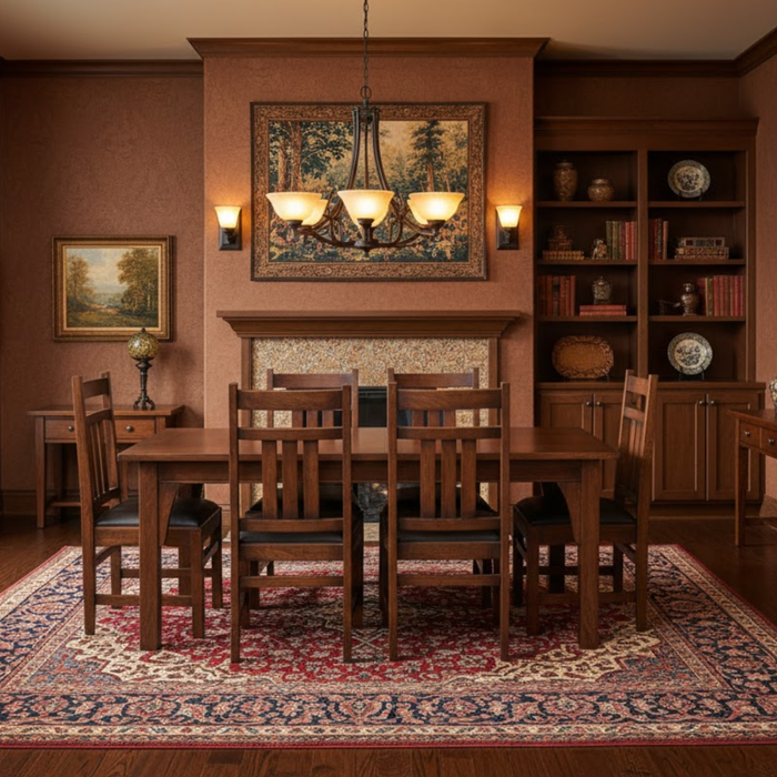 Mission 70" Solid Oak Dining Table Set with 6 #401 Chairs