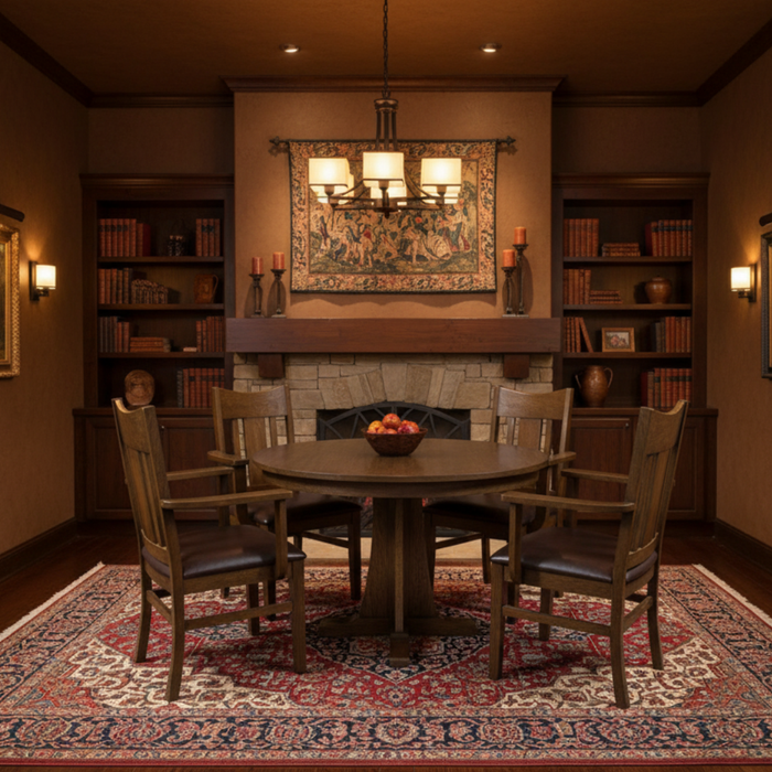 Mission Oak Round Dining Table & Arm chair Set - 42"