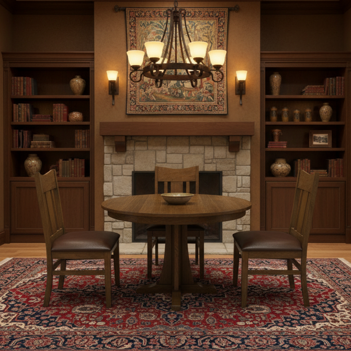 Mission Quarter Sawn Oak Round Dining Table Set - 42"