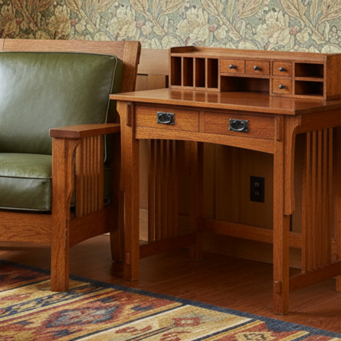 Mission Style Library Table with Removable Organizer