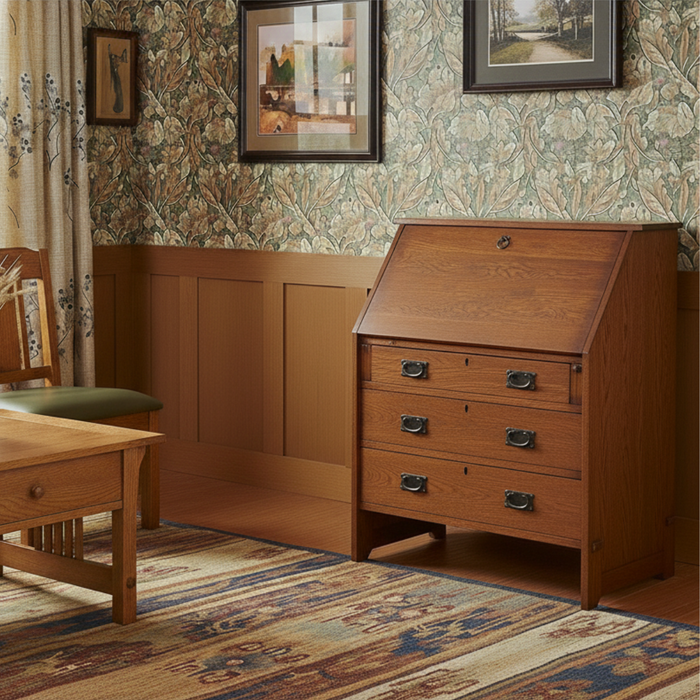 Mission Solid Oak Secretary Desk - Michaels Cherry