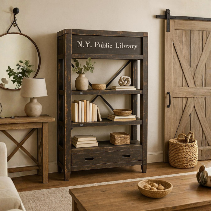 City Bookcase with Hidden Compartment