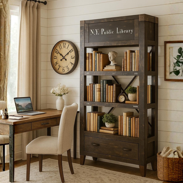 City Bookcase with Hidden Compartment